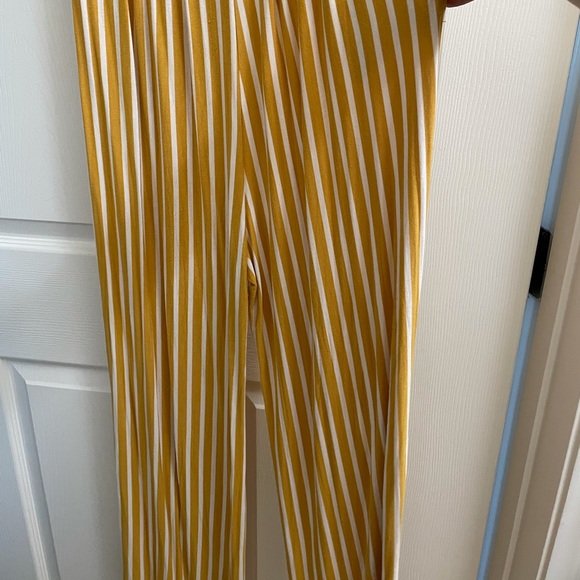 Yellow Striped Strapless Long Jumpsuit - Picture 2 of 5